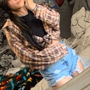 American Eagle Brown Plaid Flannel